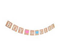 TOVINANNA Bannière de Révélation de Genre en Papier Kraft Marron Décoration Shower Garçon ou Fille Guirlande Suspendue Festive pour Fête Prénatale et Anniversaire Bébé 1 Pièce