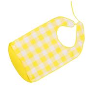 TOVINANNA Bavoir Imperméable pour Adulte Grand Format Jaune à Carreaux Tablier Repas Lavable avec Ramasse-Miettes Intégré Protection Anti-Éclaboussures pour Personnes Âgées et Soins