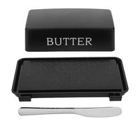 TOVINANNA Beurrier Hermétique Noir avec Couteau Intégré Boîte à Beurre Plastique Compacte Récipient de Conservation Cuisine et Réfrigérateur Usage Quotidien et Voyage