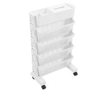 TOVINANNA Bibliothèque à roulettes Étagère à Livres à Plusieurs Niveaux, Multi-Niveaux Ouverte, Plastique Blanc, Grosse Capacité de Rangement, Structure Stable, pour Bureau et Table