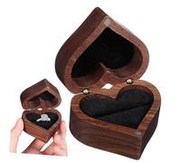 TOVINANNA Boîte à Bagues Forme de Cœur Coffret à Bijoux Rustique Organisateur de Bagues Bois Écrin pour Alliances de Mariage Petite Boîte à Bijoux