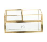 TOVINANNA Boîte À Bijoux En Verre Double Couche Rangement De Cosmétiques Organisateur De Bureau Collection De Boucles Doreilles Matériau Sûr