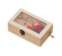 TOVINANNA Boîte à Musique de Noël en Bois Manuelle, Décoration de Table Festive, Motif Père Noël, Présent Anniversaire, Ornement de Bureau, Mélodie Classique, 1 Pièce