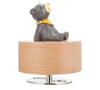 TOVINANNA Boîte à Musique Rotative Bois Forme Ronde avec Design Cartoon Ours Coffret Cadeau pour Filles Décoration Chambre et Fête Saint Valentin