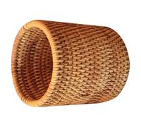 TOVINANNA Boîte de Rangement Cylindrique en Rotin Tressé la Main, Panier à Thé Multifonction pour Ustensiles et Stylos, Conteneur Artisanal Naturel Bureau et Maison, Panier Rond Élégant