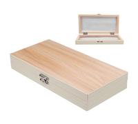 TOVINANNA Boîte en Bois Naturel pour Lames de Microscope, Rangement Coulissant 50 Emplacements Numérotés, Porte-lames Fiche D’inventaire Intégré, Coffret Sécurisé pour Usage Pédagogique