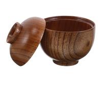 TOVINANNA Bol à Soupe Japonerie en Bois avec Couvercle Isotherme Bol à Ramen Riz et Sauces Ustensile Cuisine Multifonction Résistant pour Repas Japonerie et Restauration Écologique