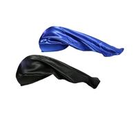 TOVINANNA Bonnet de Nuit Élastique pour Femmes 2 Pièces Cheveux Longs Bouclés Tresses ou Extensions Large Bande Satin Protection Capillaire Bleu Noir Réduit la Friction Confortable