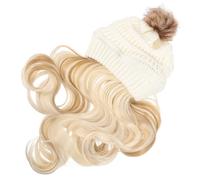 TOVINANNA Bonnet Perruque Femme Hiver Bonnet Pompon Tricoté avec Perruque Longue Ondulée Attachée Chaud et Extensible Protection Tête et Visage Style Naturel et Confortable