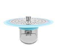 TOVINANNA Bouchon de Siphon Anti-Odeurs en Acier Inoxydable Filtre Lavabo Crépine Récupérateur de Cheveux Protection Hygiénique pour Canalisation Salle de Bain Couleur Bleu Gemme