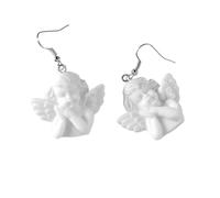 TOVINANNA Boucles D’Oreilles Goutte Ange Blanc Pur en Alliage et Résine Style Rétro Portrait en Relief Cupidon Boucles pour Femme Élégantes et Originales Bijou Léger Adapté Usage