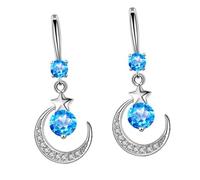 TOVINANNA Boucles D'oreilles Pendantes Étoile Lune Avec Zircon, Bijoux Femme Élégants, Accessoires Légers Et Confortables, Usage Quotidien Et Occasions Spéciales