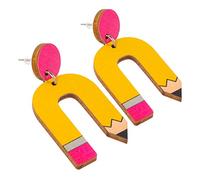 TOVINANNA Boucles Oreilles Crayon Bois Géométrique Pour Femmes Pendantes Créatives Enseignante Bijoux Et Résistants