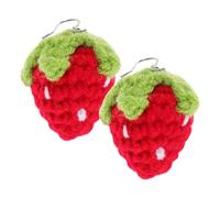 TOVINANNA Boucles Oreilles Fraise Tricotée Artisanales Rouges Pendentifs Fruit Créatifs Faits Main Bijoux Japonais pour Femmes et Filles Accessoires Hiver Fête Noël