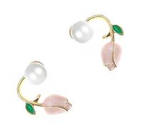 TOVINANNA Boucles Oreilles Perles pour Femmes Écouteurs Tulipe Fleur Bijoux Élégants pour Adolescentes Conception Unique Rose et Durables