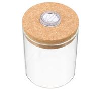 TOVINANNA Bouteille en Verre Borosilicaté Cylindrique 2 L Lumière LED sur Couvercle en Bois Support Micropaysage DIY Transparent pour Décoration Intérieure et Aménagement Végétal