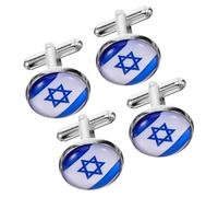 TOVINANNA Boutons de Manchette Drapeau d'Israël pour Homme 4 Pièces Élégants Accessoires Vestimentaires pour et Événements Design Classique