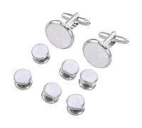 TOVINANNA Boutons de Manchette Homme Rond Nacré et Boutons de Chemise Coordonnés Ensemble Style Français pour Costume et Studs Tuxedo pour Tenue Formelle et Affaires