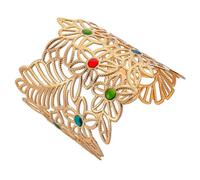 TOVINANNA Bracelet Manchette Femme Ajustable Métal à Motif Et Fleur Bracelet Ouvert Ethnique Design Confortable Et Réglable Pour Haut Du Bras