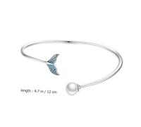 TOVINANNA Bracelet Ouvert en Argenté Pur S925 Queue de Sirène Bleue Bijoux Élégants pour Femme Accessoire de Plage Taille Ajustable
