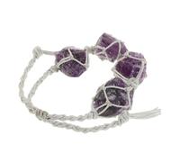 TOVINANNA Bracelet tissé en pierre brute bracelets en perles de cristal Bracelets pour garçons Bracelet en cristal fait à la main Cristal Rugueux Violet,mauve