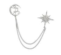 TOVINANNA Broche Cerf Créative en Alliage Chaîne Épingle de Poitrine Étoile à Huit Branches Accessoire Mode pour Vêtements et Paquet Broche Ornement Élégante