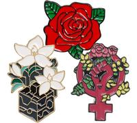 TOVINANNA Broche Féministe Utérus 3Pcs Épinglette Fleurs Accessoires Mode Badge pour Femmes Décoration Vêtement Unique