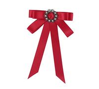 TOVINANNA Broche Nœud Vintage Femme, Alliage Et Ruban, Épingle Suspendre Légère, Accessoire Mode Vêtement Écharpe, Rouge