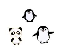 TOVINANNA Broches Créatives Panda Et Pingouin En Métal Émaillé Noir Et Blanc, Lot De 3 Pièces, Accessoires De Costume Pour Couple, Décoration De Fête Et Présent Original