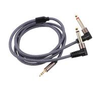 TOVINANNA Câble Audio 3,5mm vers Double 6,5mm Angle Droit Amplificateur | Conception Solide Gaine Nylon Résistante, Blindage Avancé, pour Musiciens et Répétitions