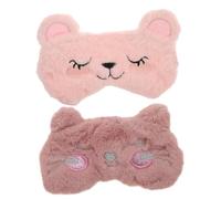 TOVINANNA Cache-yeux En Peluche 2pcs Jolis Masques De Sommeil Pour Adultes Et Garçon Et Filles Et Portable Voyages Siestes Et Sommeil Motifs Animaux Mignons