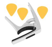 TOVINANNA Capodastre Guitare Métal avec Pince Ajustable Multifonction pour Modification des Notes Léger et Portable Accessoires Guitare et Ukulélé Livré avec Médiators Couleur Aléatoire