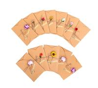 TOVINANNA Cartes de Vœux et pour et Bénédictions Lot de 12 Kraft Marron avec Fleurs Séchées un Style Romantique Plusieurs styles Plusieurs styles