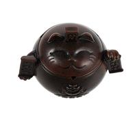 TOVINANNA Cendrier en Céramique Maneki Neko avec Couvercle Coupe-Vent Mini Cendrier Portable Marron Petit Modèle Rond pour Bureau Salon Terrasse et Maison
