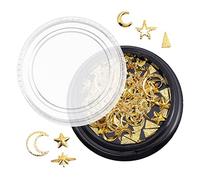 TOVINANNA Charmes Ongles Étoiles et Lune en Alliage Doré 3d pour Décoration Manucure DIY Boîte de Rangement, Accessoires Solides pour Chaussures et Portefeuille