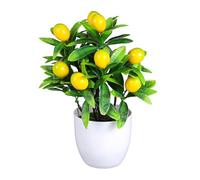 TOVINANNA Citronnier Artificiel en Pot Mini Bonsaï Décoratif Jaune Réaliste Plante Artificielle Décorative pour Maison Bureau Cuisine Ornement Végétal sans Entretien Fausse Plante en