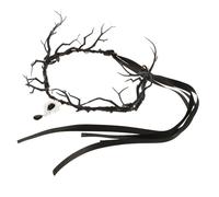 TOVINANNA Coiffure gothique mignon Halloween Accessoire bois fait à la main Ramure déguisement d'araignée décor de porte couronne de fleurs de fierté décoration de porte de Noël résine Noir