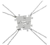 TOVINANNA Collier D'amitié Fendu en Alliage Argenté, Pendentif Géométrique Quatre Points, Ensemble de Colliers Puzzle pour Meilleures Amies, Léger et Confortable, Présent pour Anniversaire