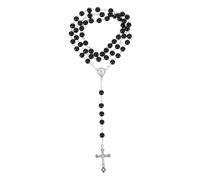 TOVINANNA Collier De Chapelet Noir Avec Pendentif Accessoire Catholique Élégant Et