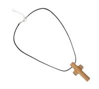 TOVINANNA Collier en Bois D’Olivier Pendentif Croix Sculptée à la Main Bijou Spirituel Hypoallergénique Accessoire Religieux Polyvalent pour Pâques et Décoration Chrétienne