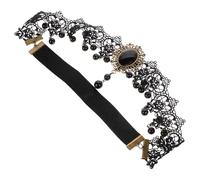 TOVINANNA Collier Gothique Avec Tête De Vampire Choker Vintage Dentelle Noire Pour Halloween Et Fêtes Accessoire De Mascarade Élégant Avec Franges Et Cristaux