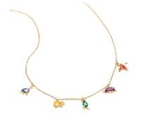 TOVINANNA Collier Pour Fille Créatif Petite Dinosaure 18k or Plaqué Zircon Coloré Chaîne De Cou Réglable 40 5 Cm Accessoire Mode Pour Fêtes Et Usage Quotidien