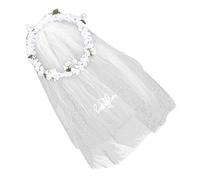 TOVINANNA Couronne Avec Voile Pour Mariée Accessoire De Mariage Coiffure De Fête Wreath Headdress Fleurie Pour Mariée à Enterrement De Vie De Jeune Fille