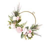 TOVINANNA Couronne de Fleurs Artificielles 1 Pièce Guirlande Suspendue Ronde en Fer Fleurs Roses et Chrysanthèmes Décoration Murale pour Mariage Porte D’Entrée et Intérieur Style