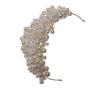 TOVINANNA Couronne de Mariage Blanche en Fer et Abs Perles Décoratives, Coiffe Classique et Charmante pour Mariée Lors de Cérémonie ou Fête