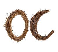 TOVINANNA Couronnes en Rotin Tressé la Main 15 Cm, 2 Pièces Lune et Soleil, Anneaux Ronds pour Décoration DIY, Cadres de Vigne Naturels pour Porte et Intérieur, Accessoires de Bricolage