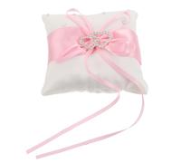 TOVINANNA Coussin D'alliances Élégant en Satin Rose Coton PP, Accessoire Polyvalent et Facile à Transporter pour Cérémonie de Mariage Western
