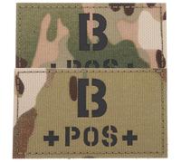 TOVINANNA Écussons Réfléchissants Militaires Camouflage B Positif 2 Pièces à Scratch Identification Groupe Sanguin IR pour Uniformes Gilets et Équipements Tactiques de Nuit