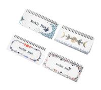 TOVINANNA Ensemble de 4 Agendas Portables à Spirale, Petit Journal Hebdomadaire et Mensuel, Carnet de Listes de Tâches Non Daté, Format Compact pour Planification Scolaire et Organisation