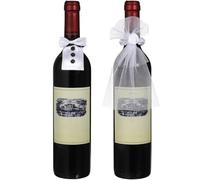 TOVINANNA Ensemble de 4 Housses Créatives pour Bouteilles de Vin Mariage, Tissu Léger et Design Chic, Décoration Élégante pour Fête Nuptiale